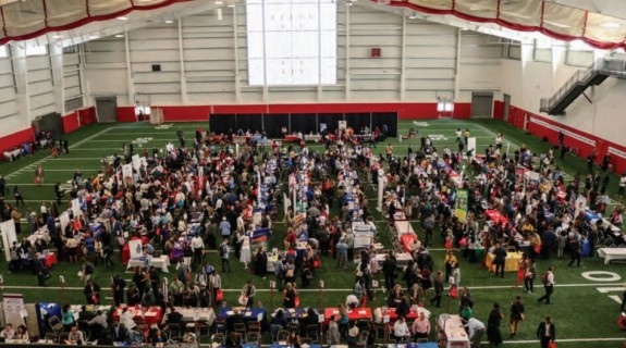 Overhead view of an event at Temple University