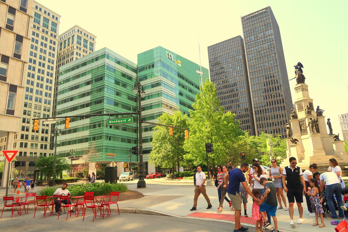 An intersection in Detroit