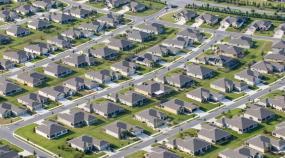 suburban houses in a grid of several streets