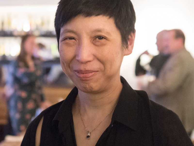 Asian women wearing black blouse