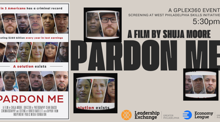 Pardon Me by Shuja Moore screening flyer which includes film promo graphic. 